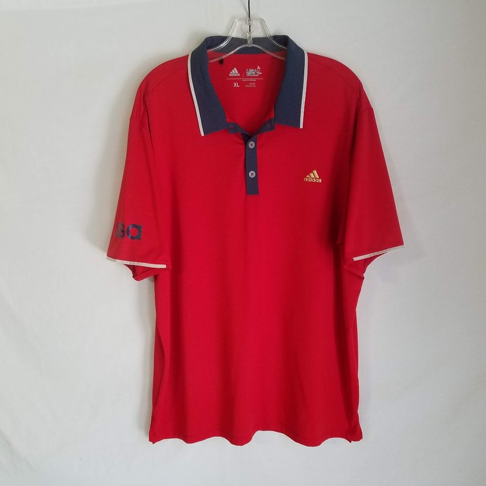 Adidas USA Golf Performance Red Polo Shirt Men's Size XL